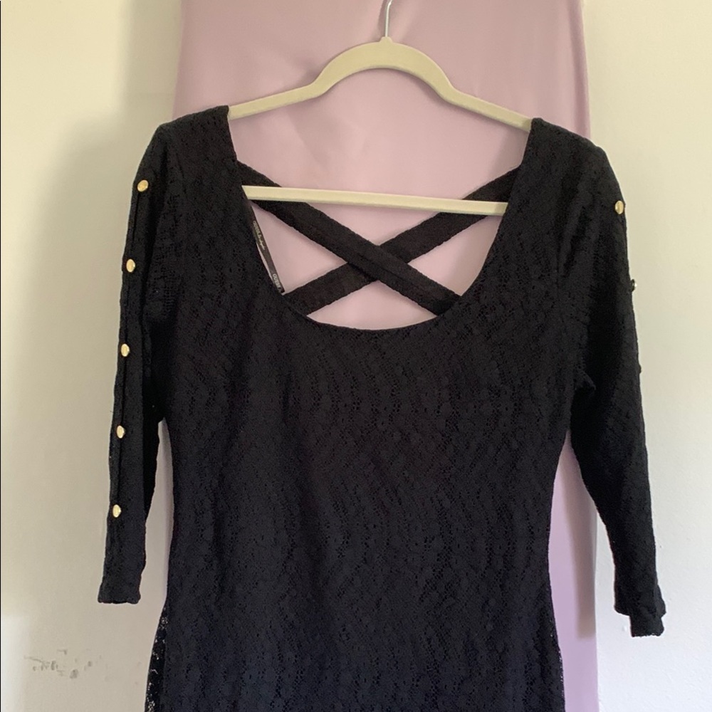 Guess Black Cut Out Tie  back Bodycon Dress